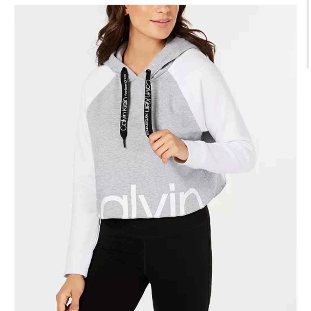 CALVIN KLEIN colorblock cropped hoodie